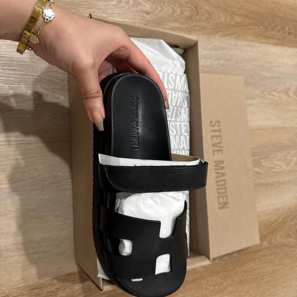 Steve Madden Black Slide Sandals